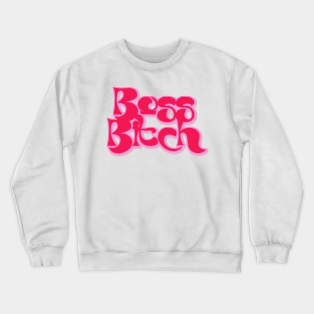 Boss Bitch Pink Aesthetic Crewneck Sweatshirt by Asilynn